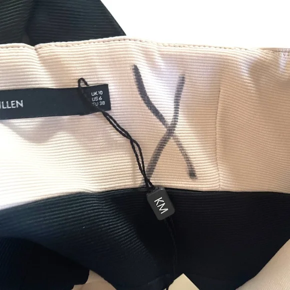 NWT‎ Karen Millen Midi Sheath Pencil Dress Cross Back Bodycon Ribbed Nude 6 - Picture 15 of 16